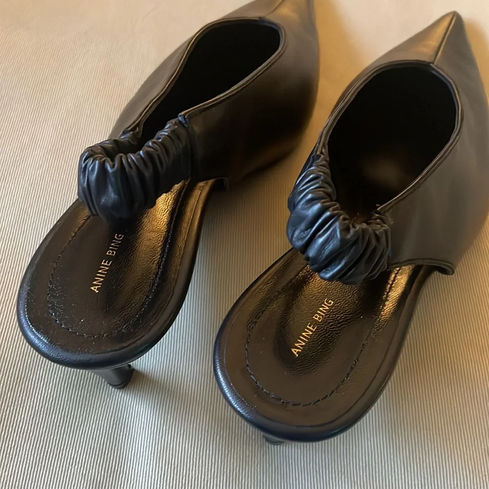 Anine Bing Sleek Black Slingback Heels - Picture 9 of 14